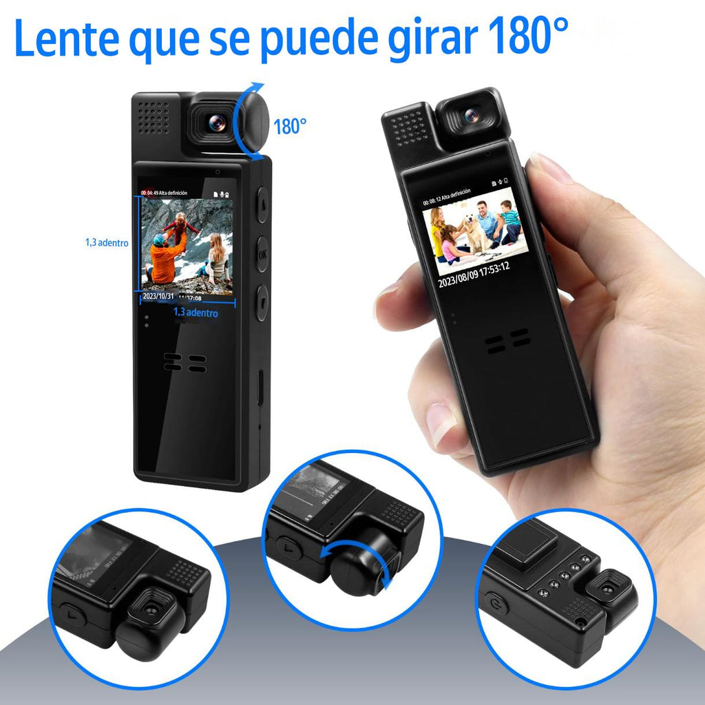 WIFI BODYCAM CAMARA PANTALLA GIRATORIA