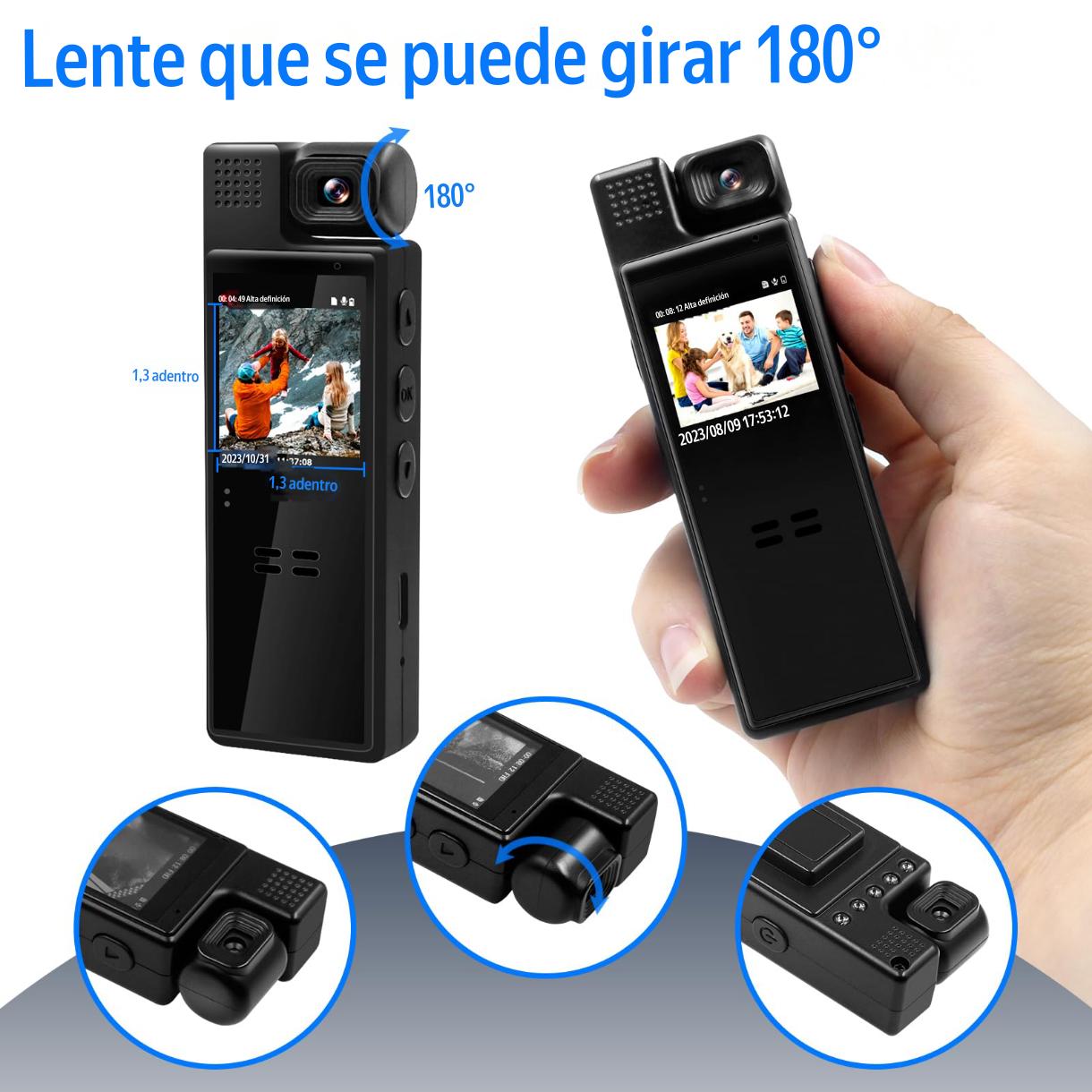 WIFI BODYCAM CAMARA PANTALLA GIRATORIA