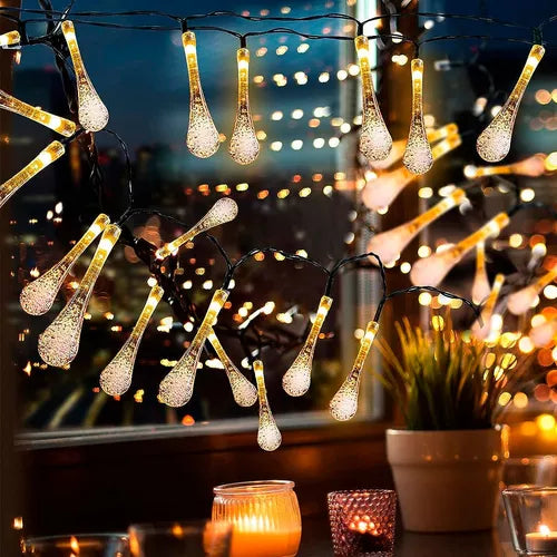 GOTAS LUCES SOLAR NAVIDAD GUIRNALDA